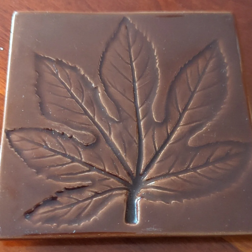 Crate&Barrel Set Of 6 Embossed Irredescent Leaf Coasters Italy
